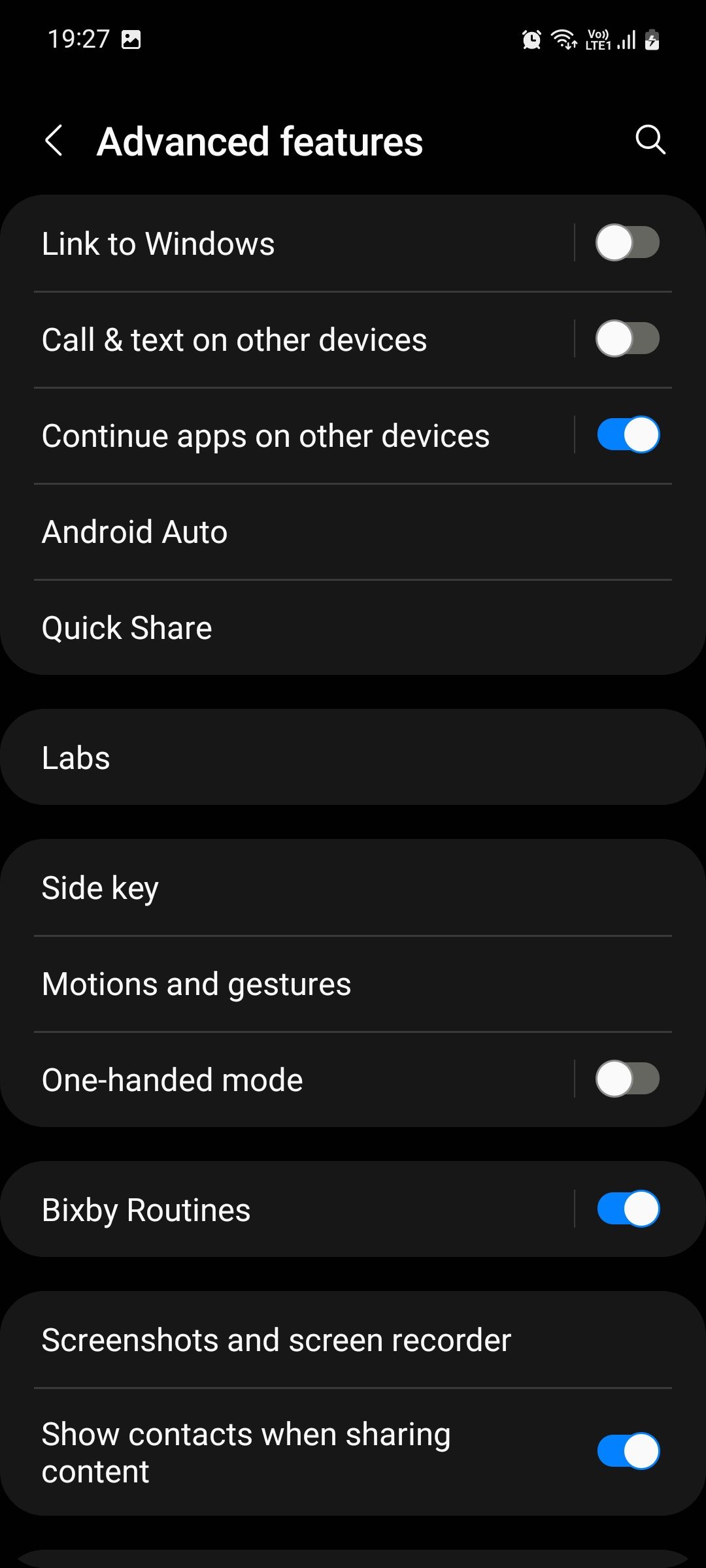 Samsung Galaxy settings advanced features