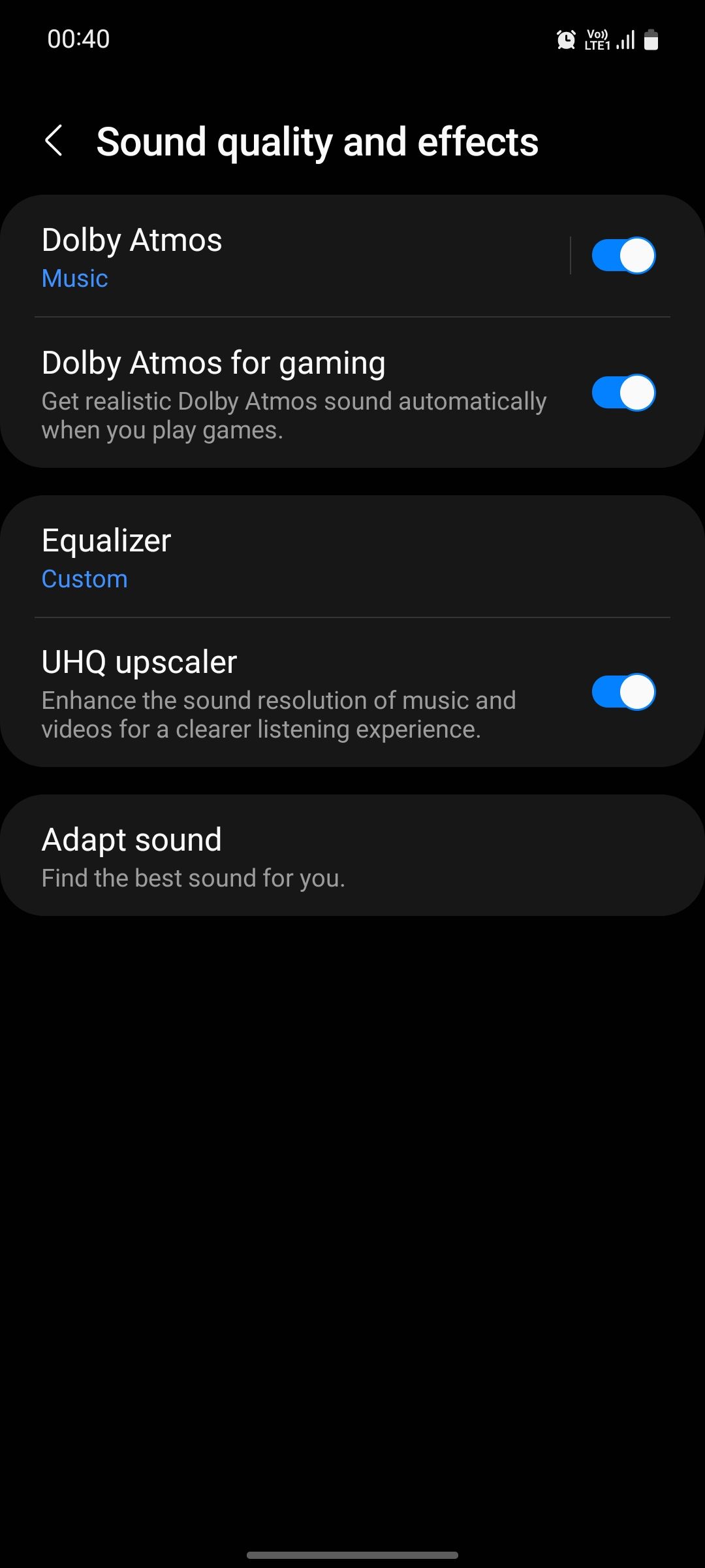 Samsung sound quality and effects UHQ upscaler