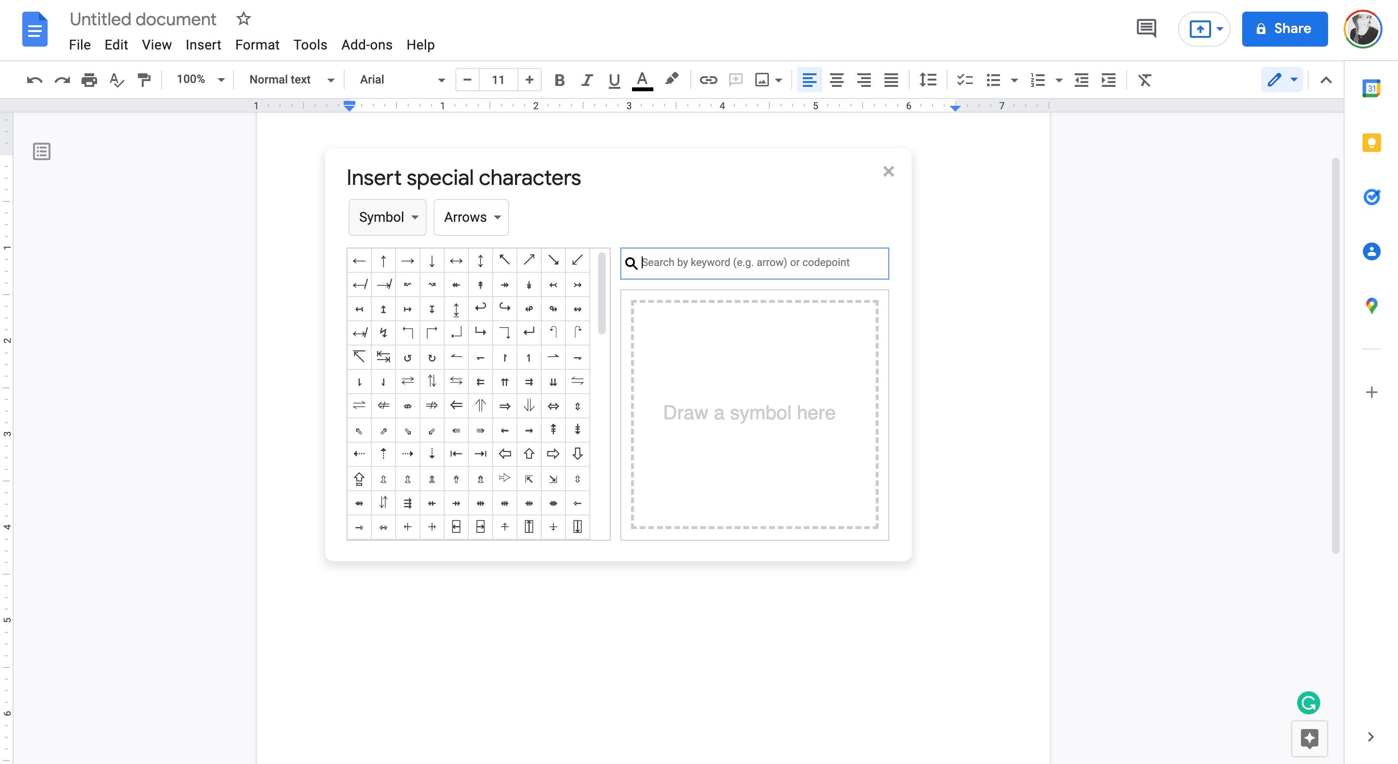 Insert Special Character Google Doc