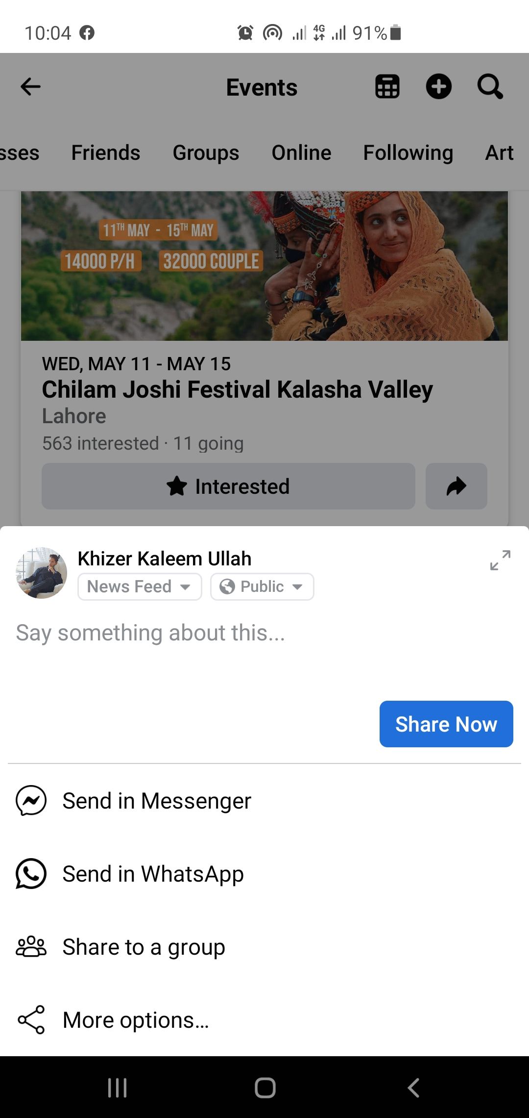 Share events in a group