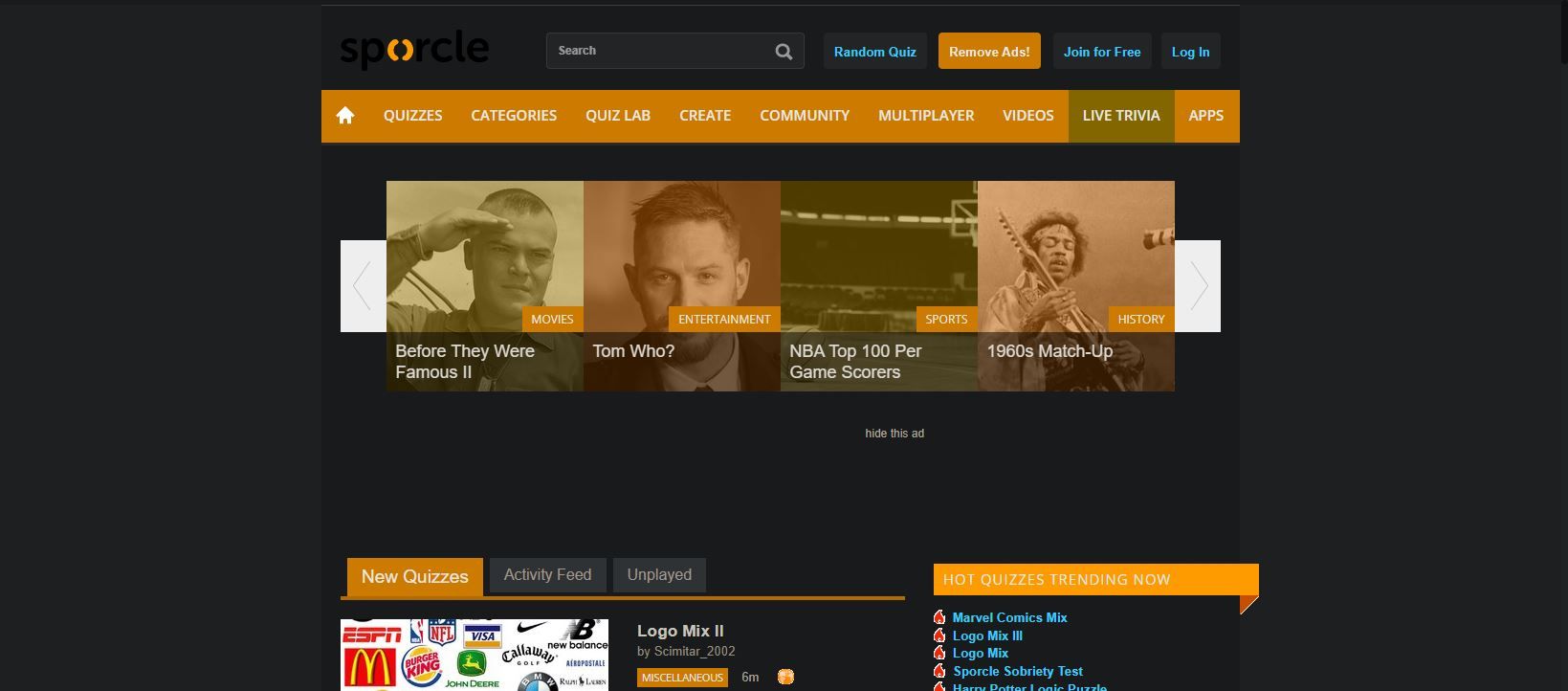 A Screenshot of Sprocle's Landing Page
