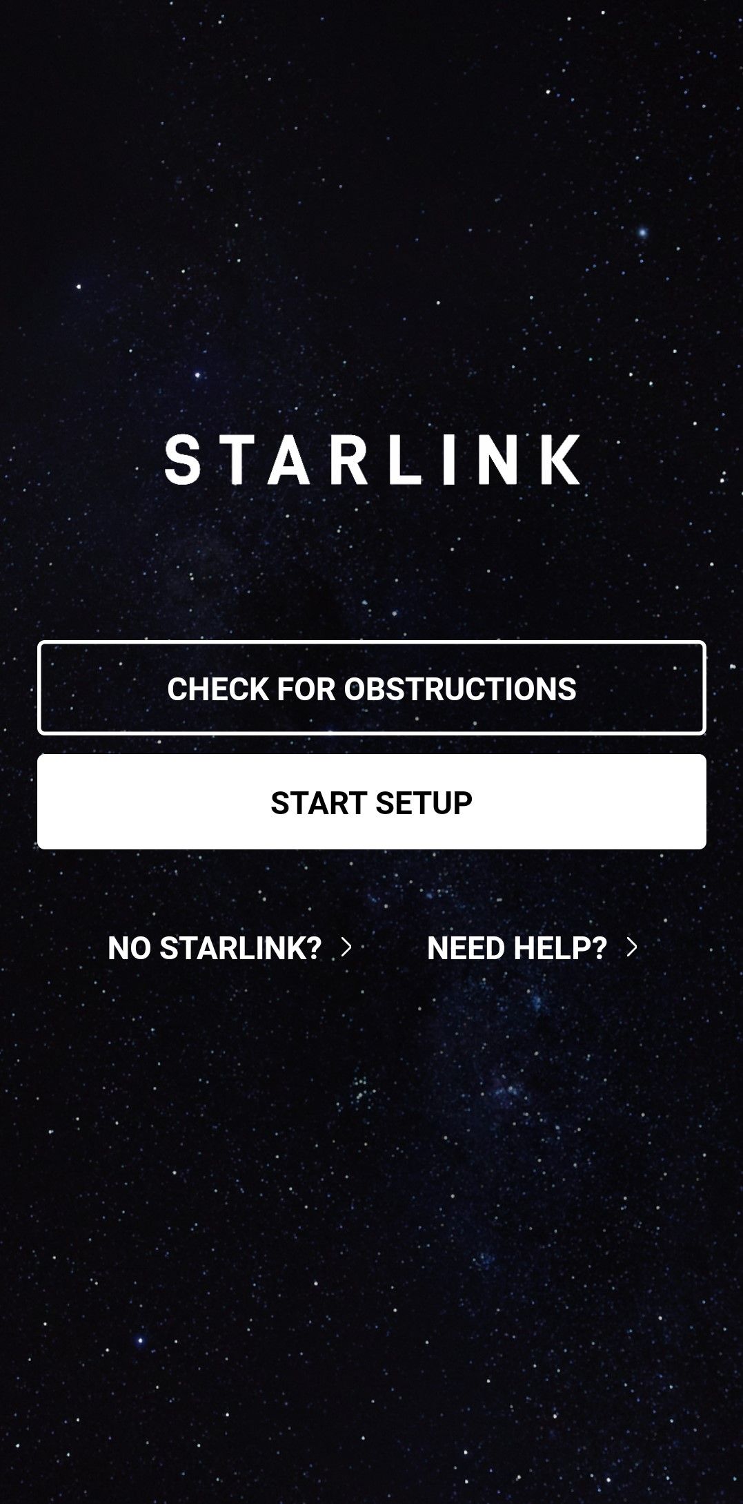 Screenshot of Starlink login screen