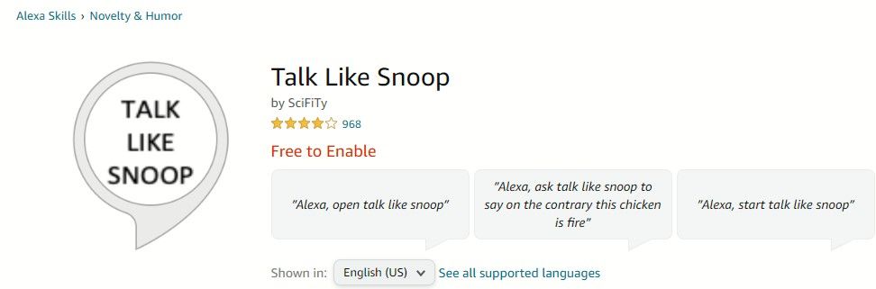 Talk Like Snoop Alexa Skill