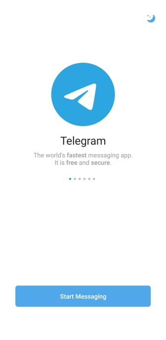 Screenshot of Telegram login screen