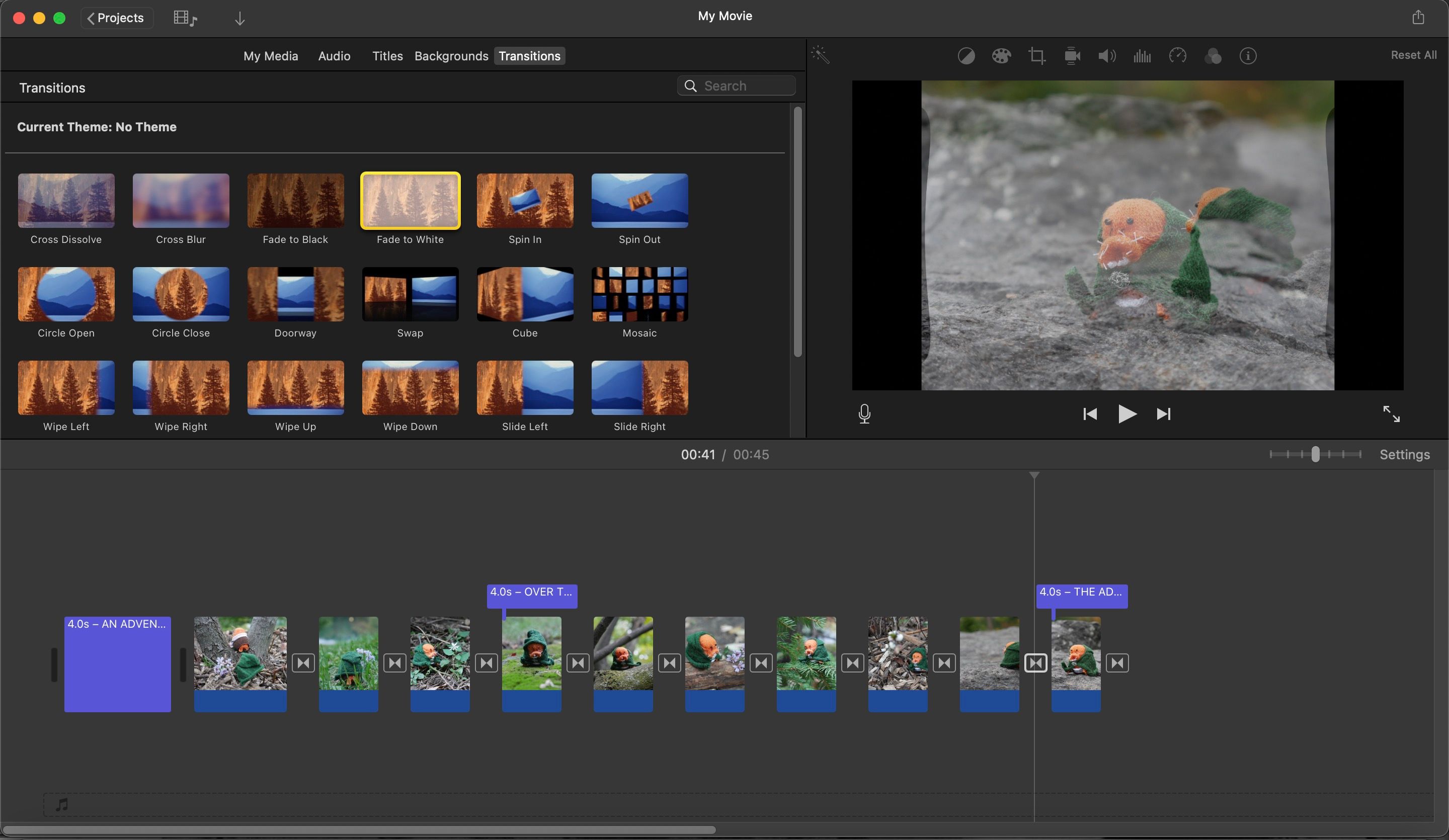 Transitions added to iMovie slideshow