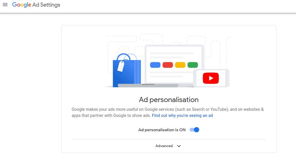 Turning Off Ads Personalisation on Google Ad Settings Page