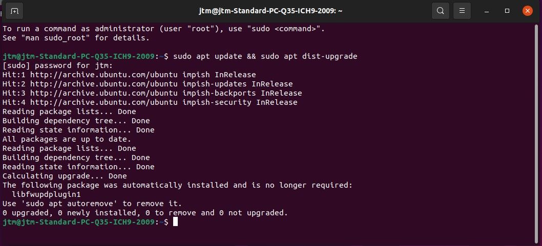 Ubuntu command line update