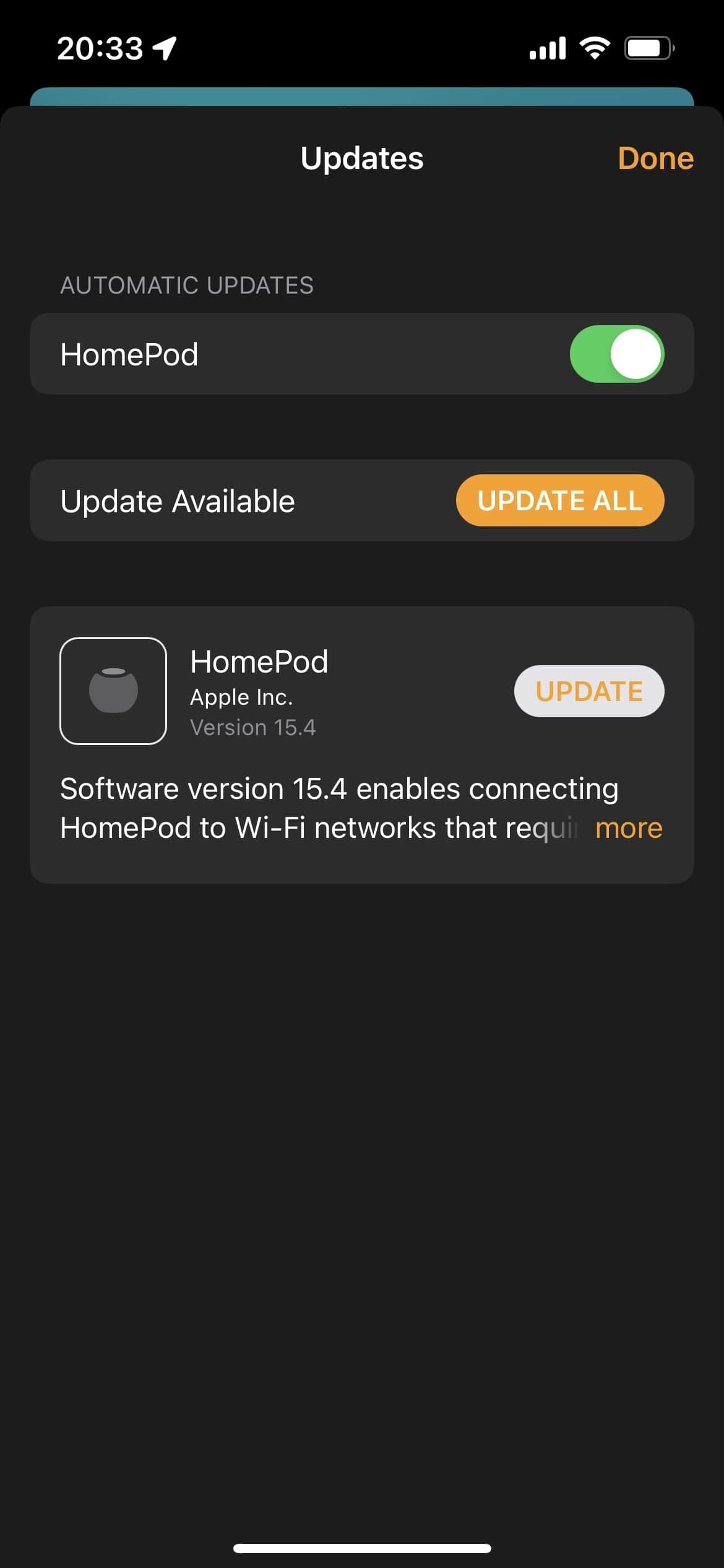 Update screen for HomePod mini