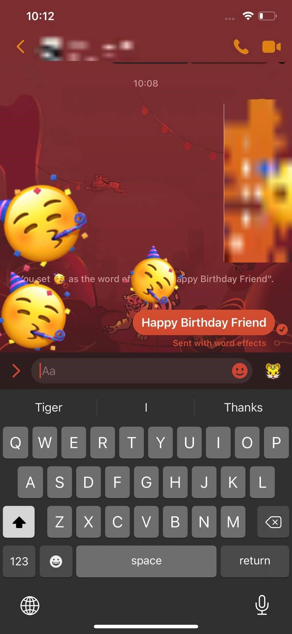 Using a New Custom Word Effect in the Facebook Messenger