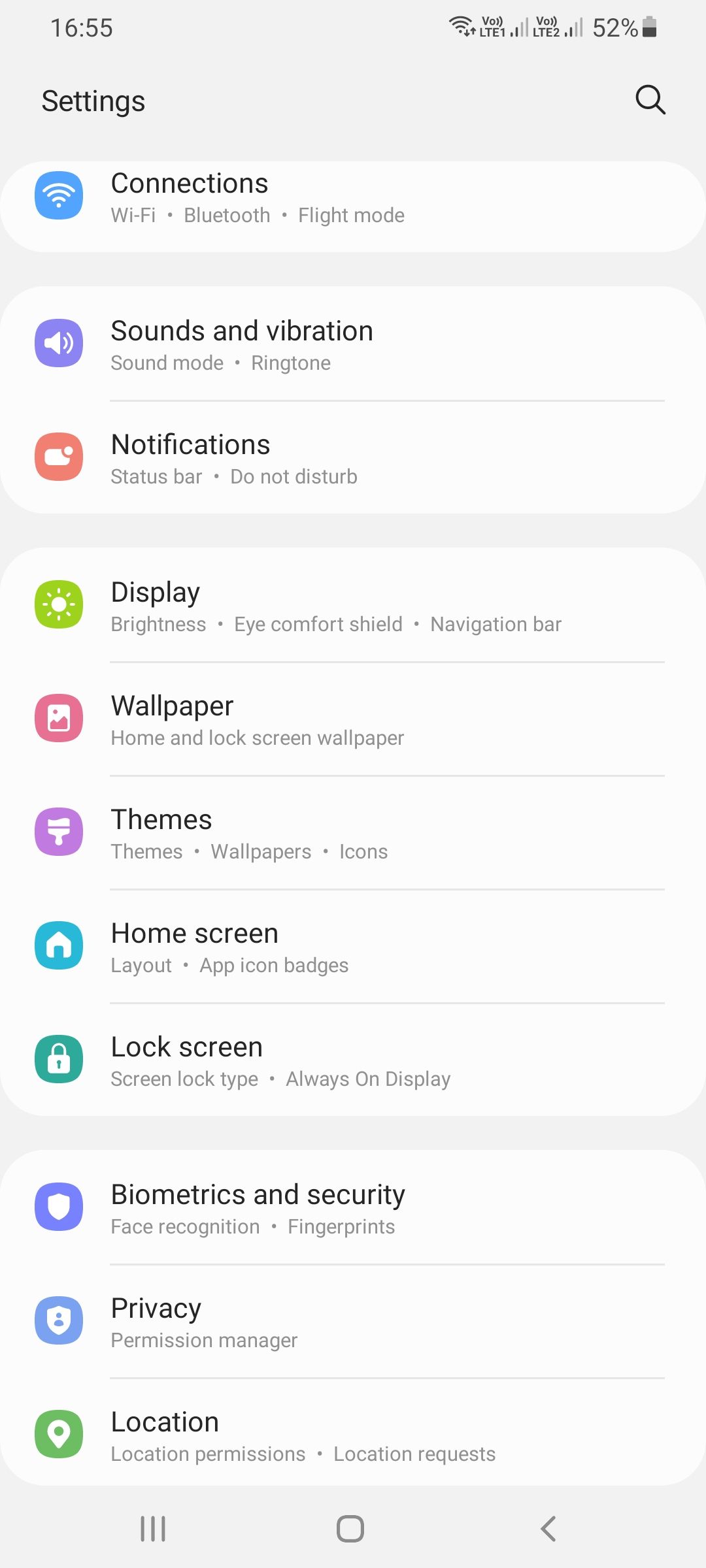 Android phone settings