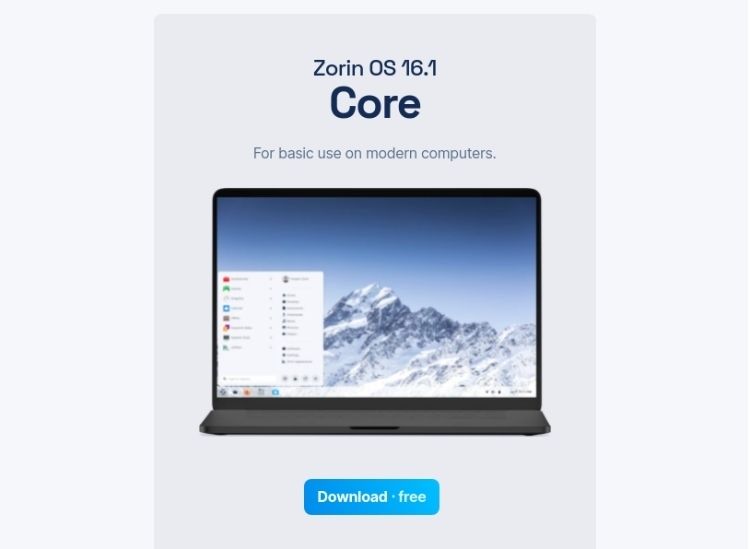 Zorin OS Core Download Page