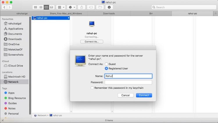 access windows files on Mac