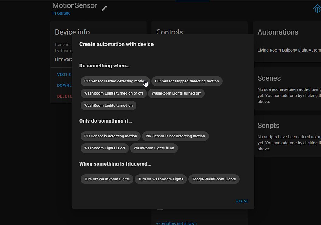 image showing add automation home assistant based on motion detected