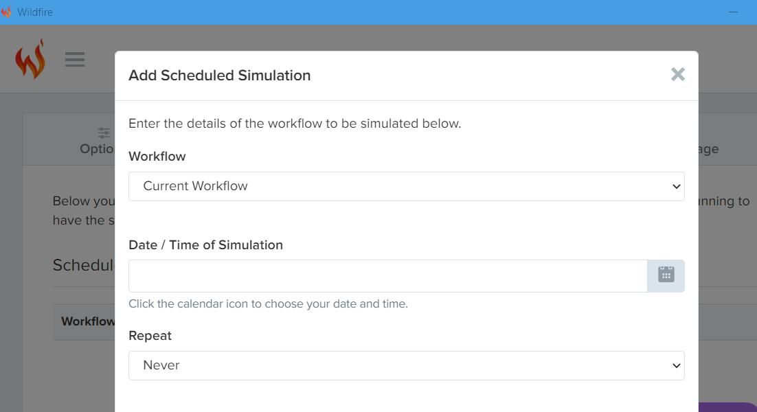 Add Scheduled simulation options