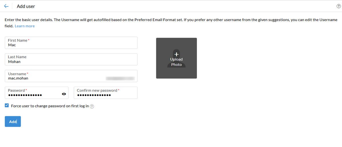افزودن کاربر در zoho mail
