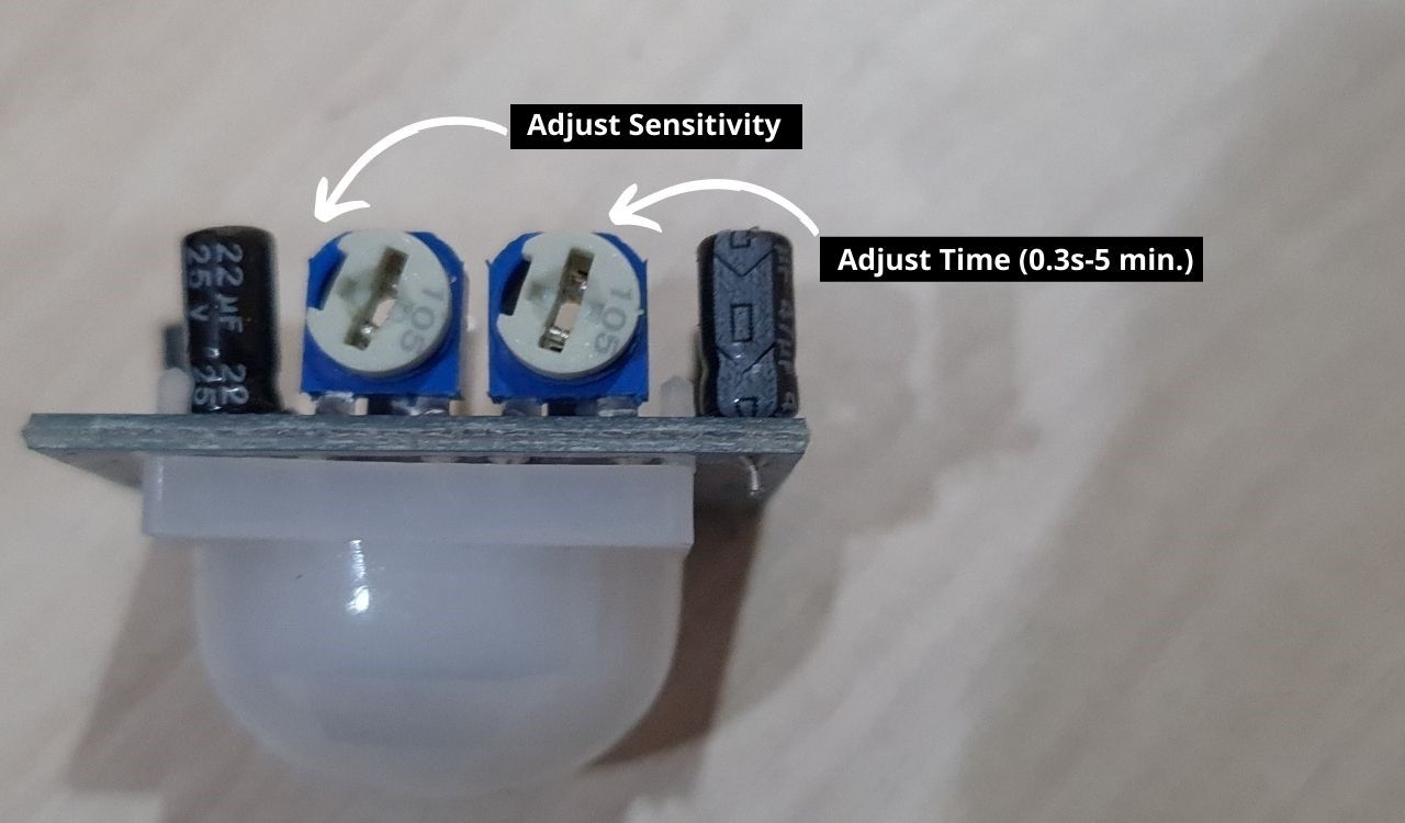 image showing pir sensor for adjusting sensitivity time