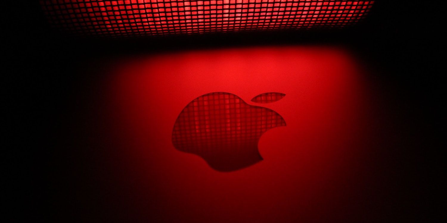 apple logo in red