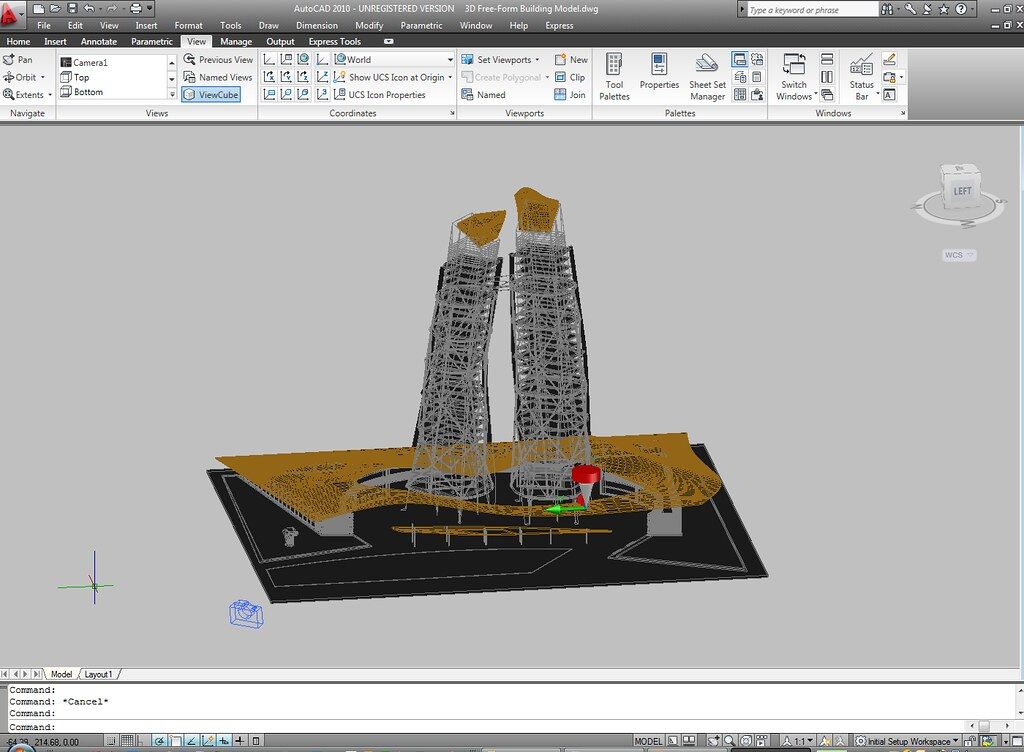 Render of a building design in AutoCAD