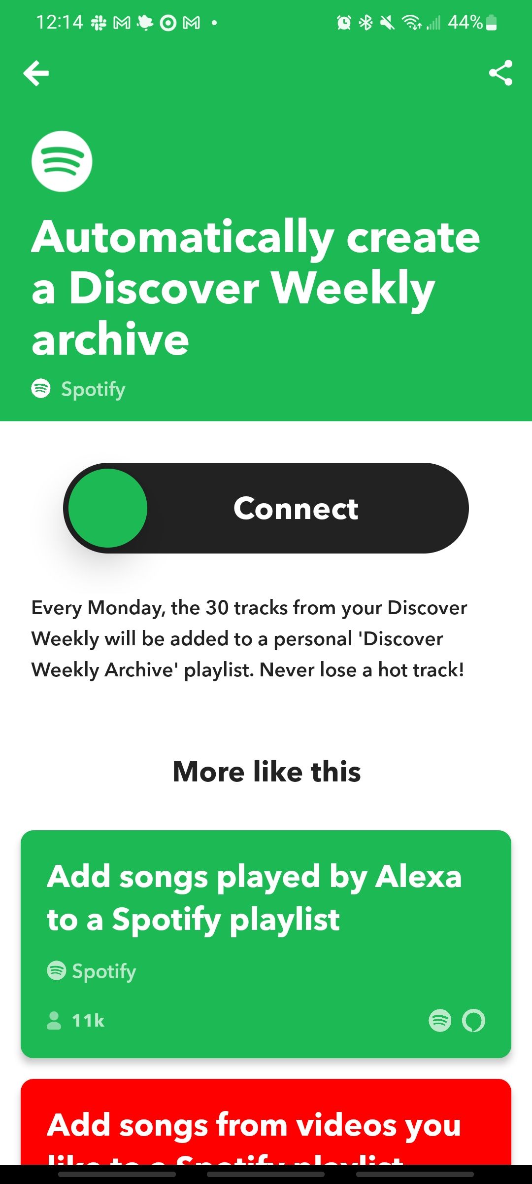 automatically create a discover weekly archive on spotify ifttt applet