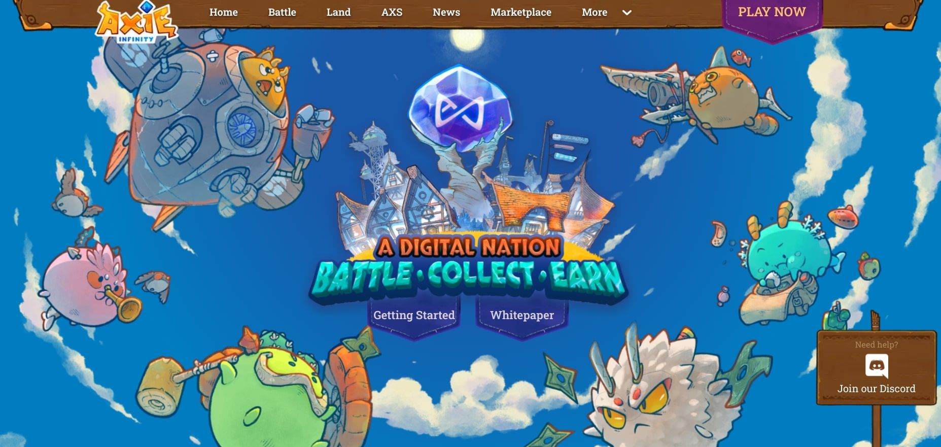 axie infinity website homepage screenshot