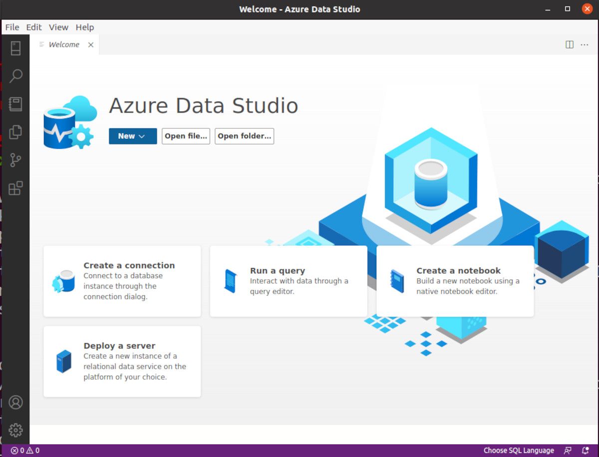 azure data studio start page