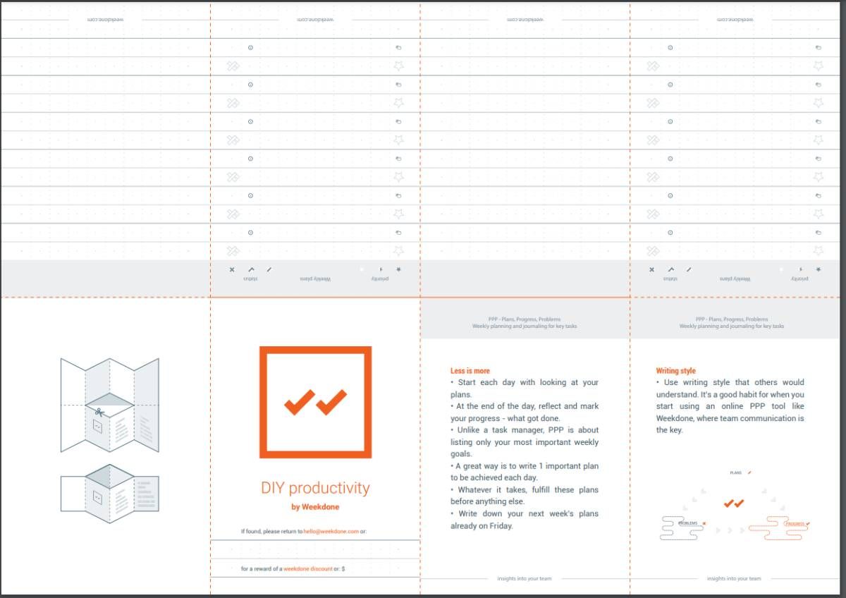 Weekdone's Pocket Productivity is a free printable weekly planner that fits in wallets