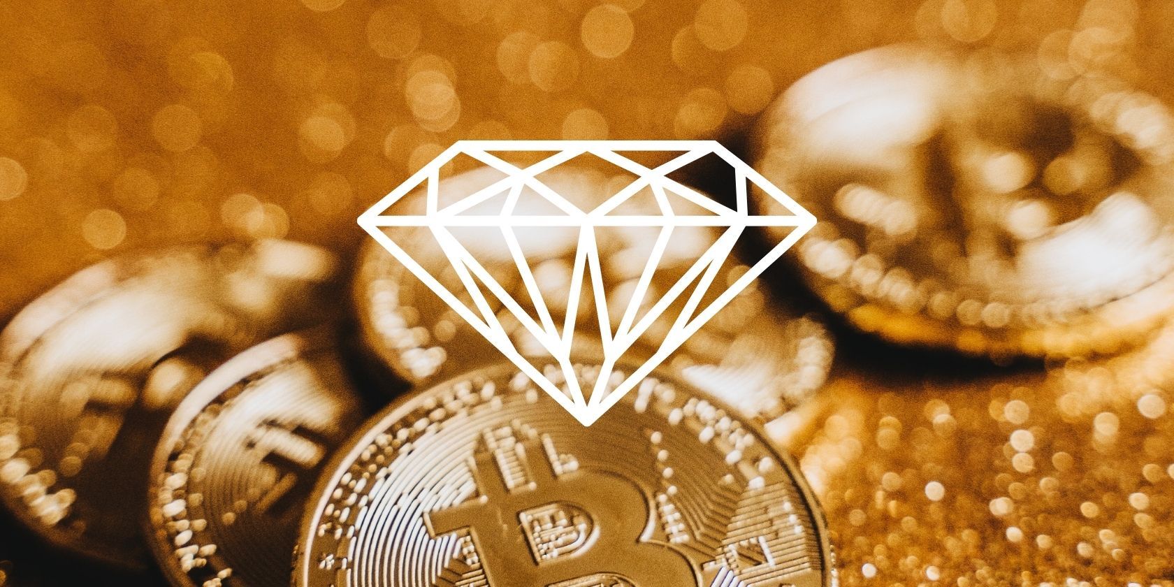 bitcoin stack behind diamond symbol