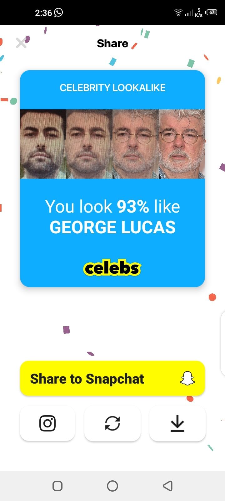 celebs app results screenshot