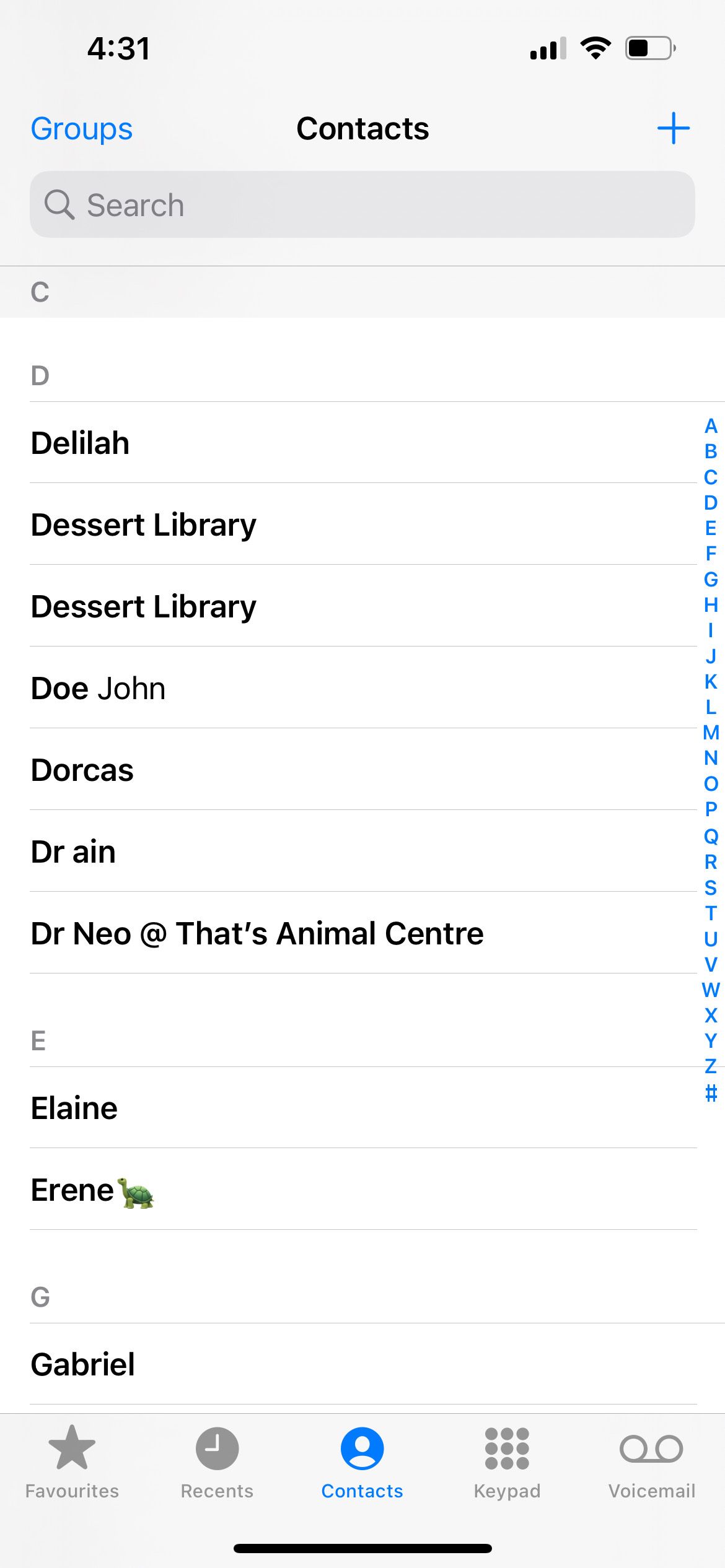 iphone contact list