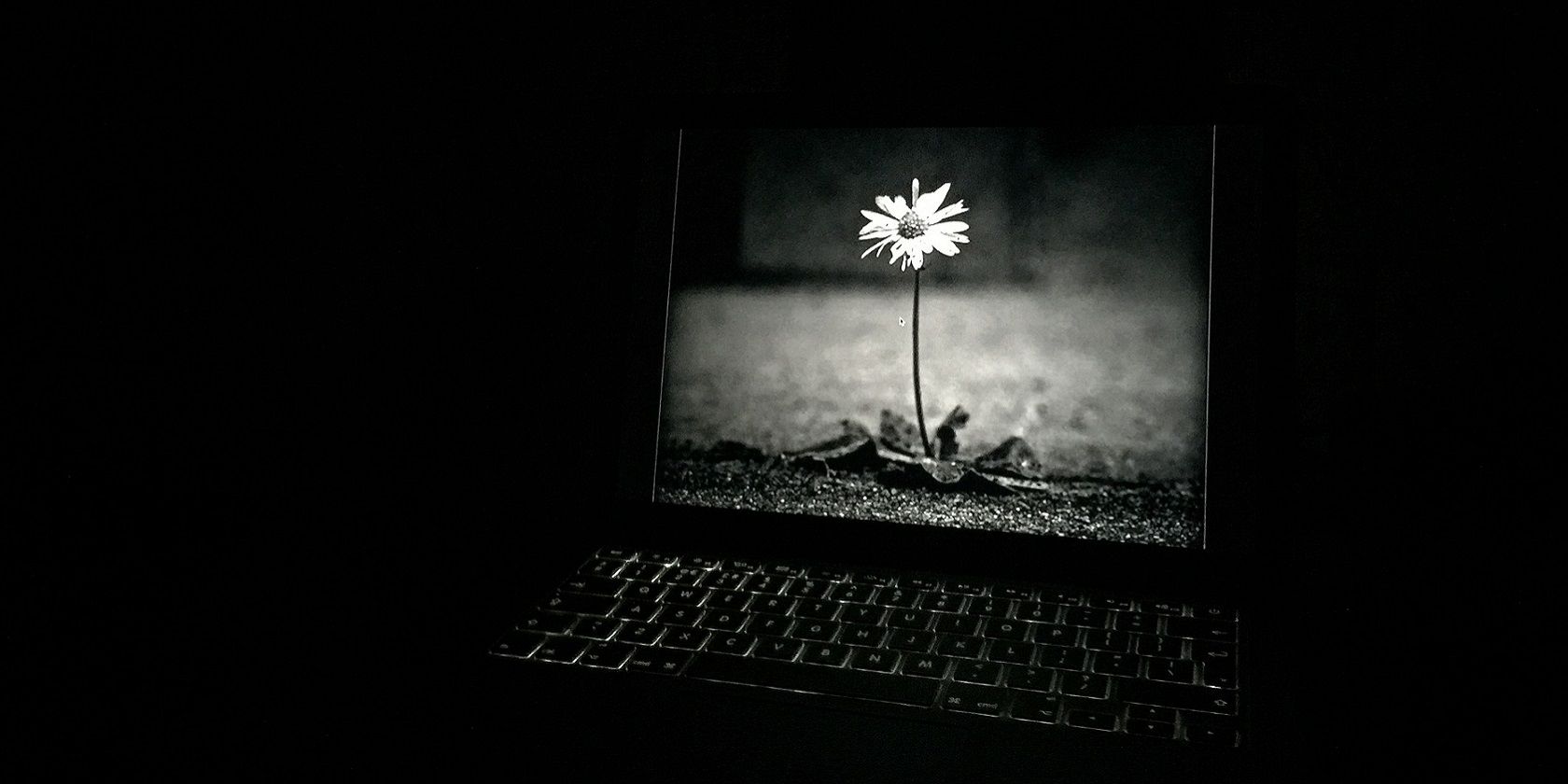 A laptop in dark room