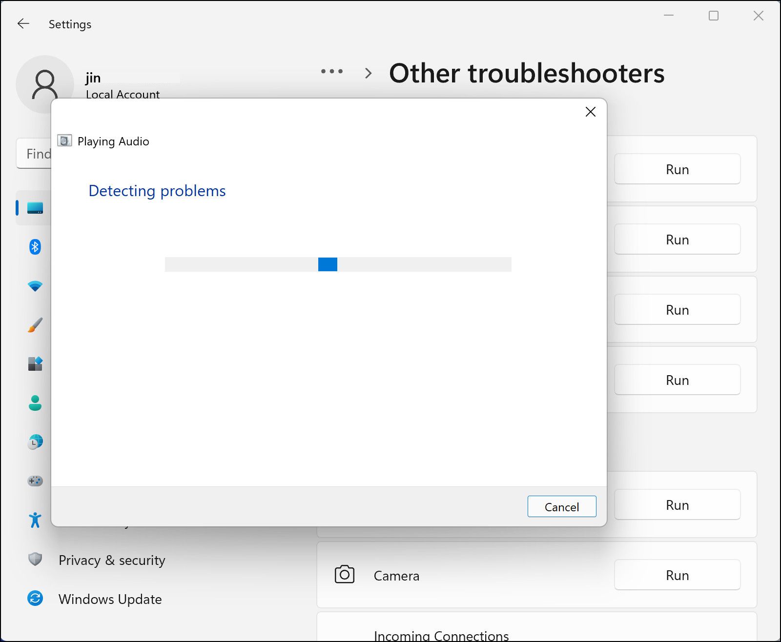 Troubleshooter scanning 
