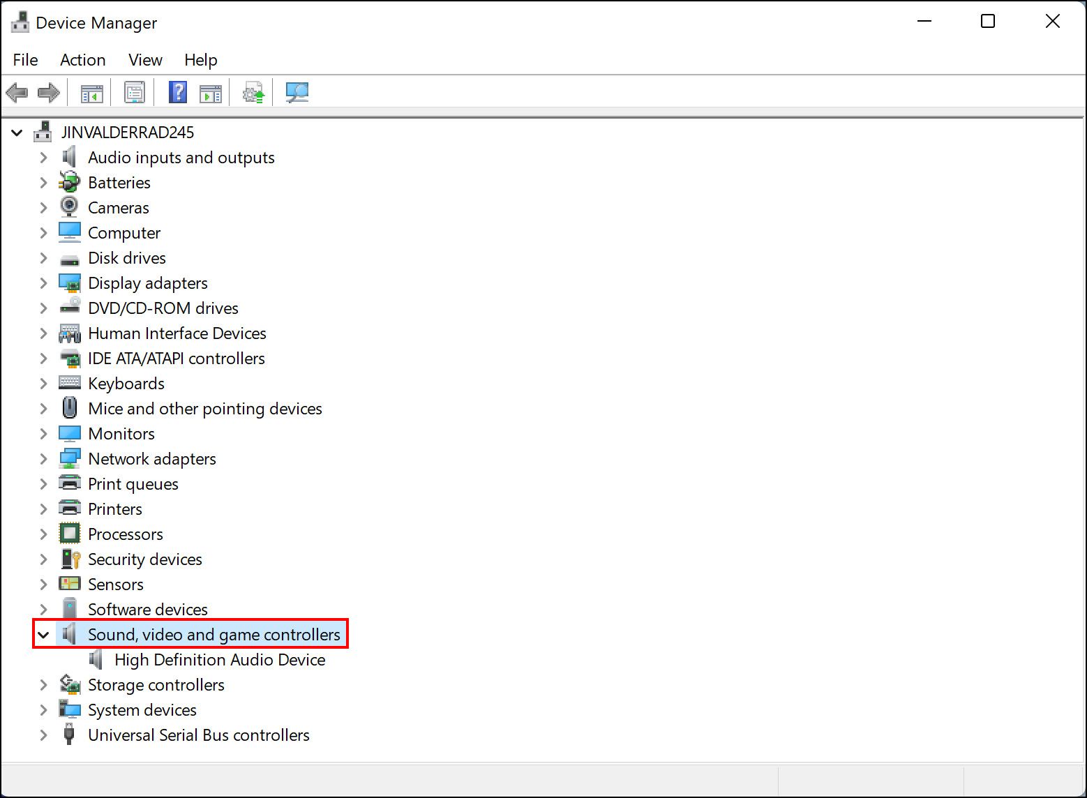 Sound drivers in Device Manager
