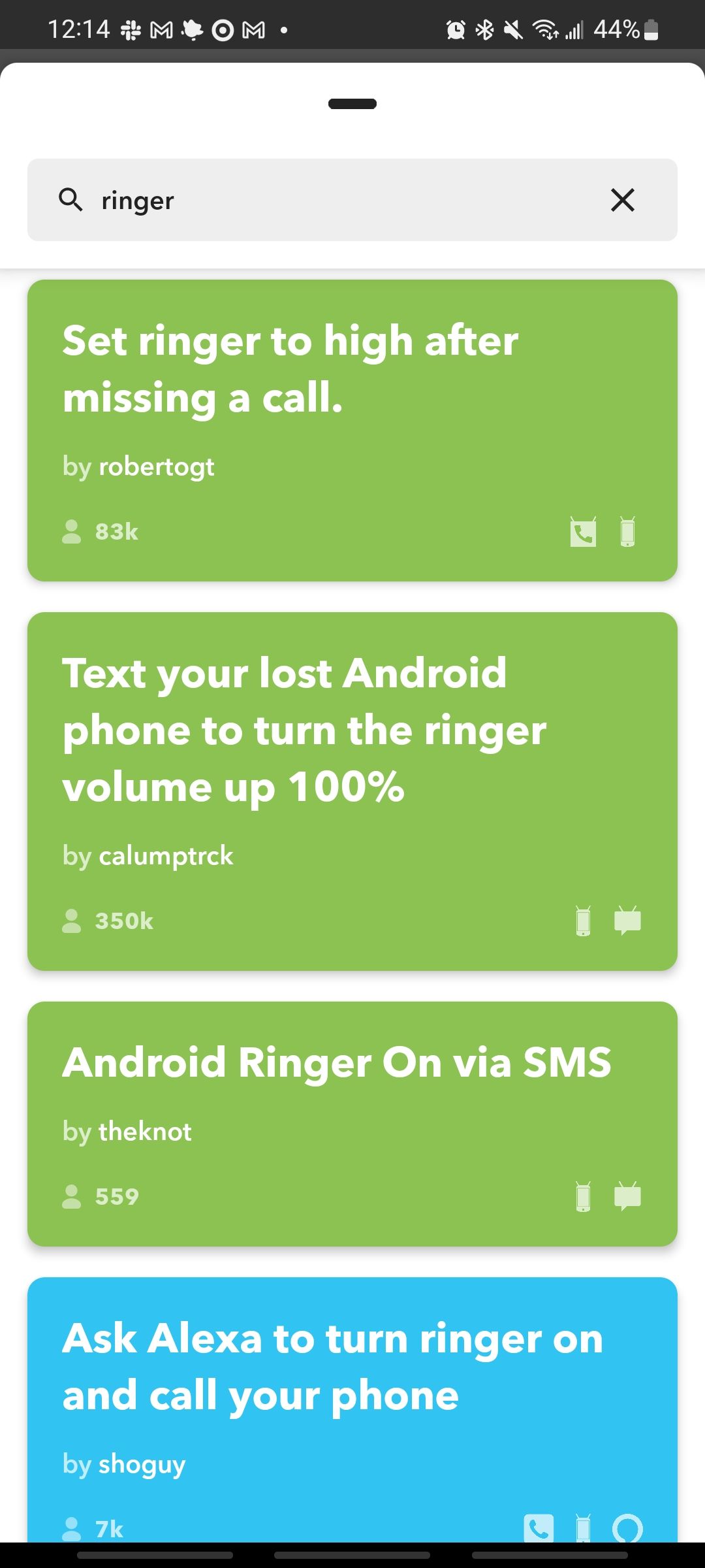 different ifttt applets for your phone's ringer
