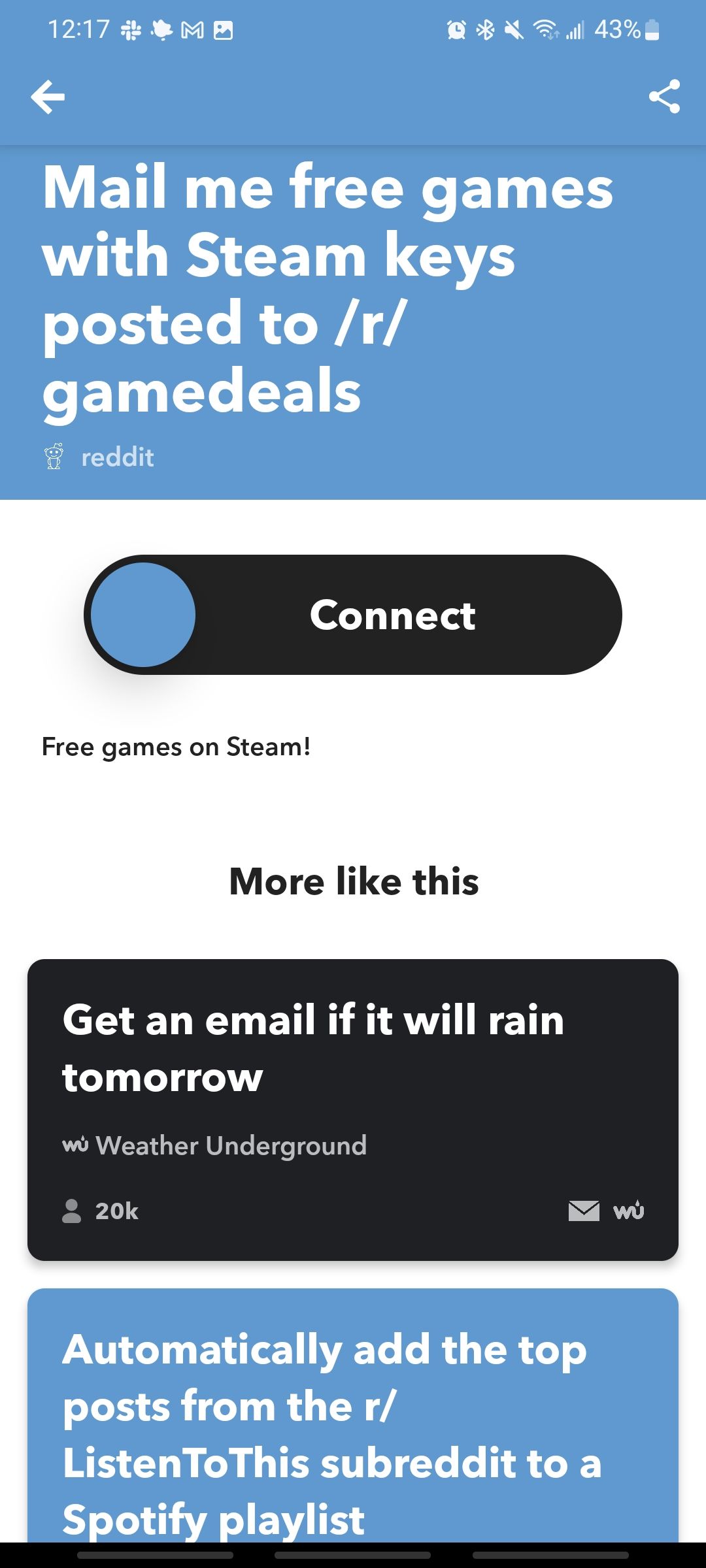 email me games with steam keys posted to reddit game deals ifttt applet