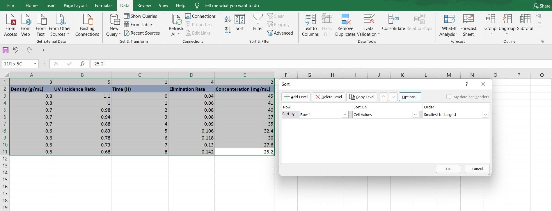 Using Data Sort in Excel.