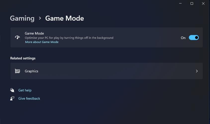 The Game Mode option 
