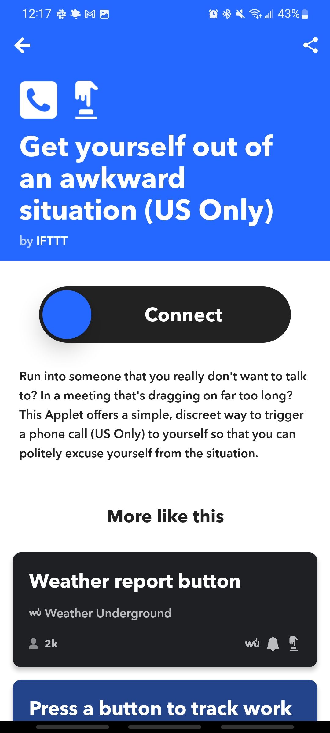get yourself out of an awkward situation united states ifttt applet