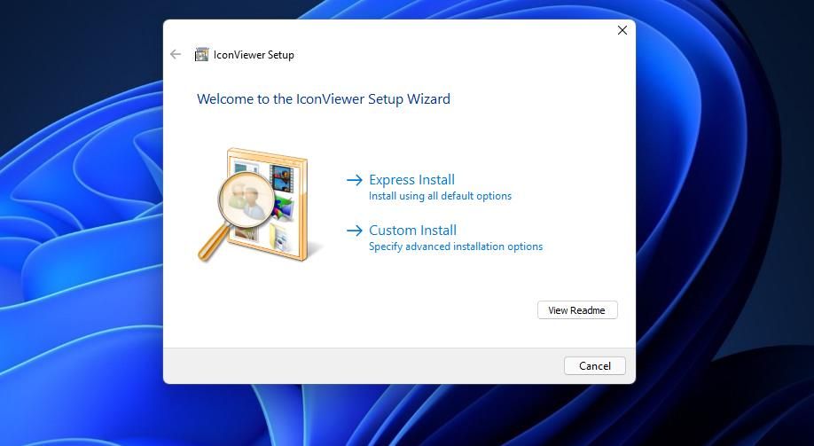 IconViewer Setup window 