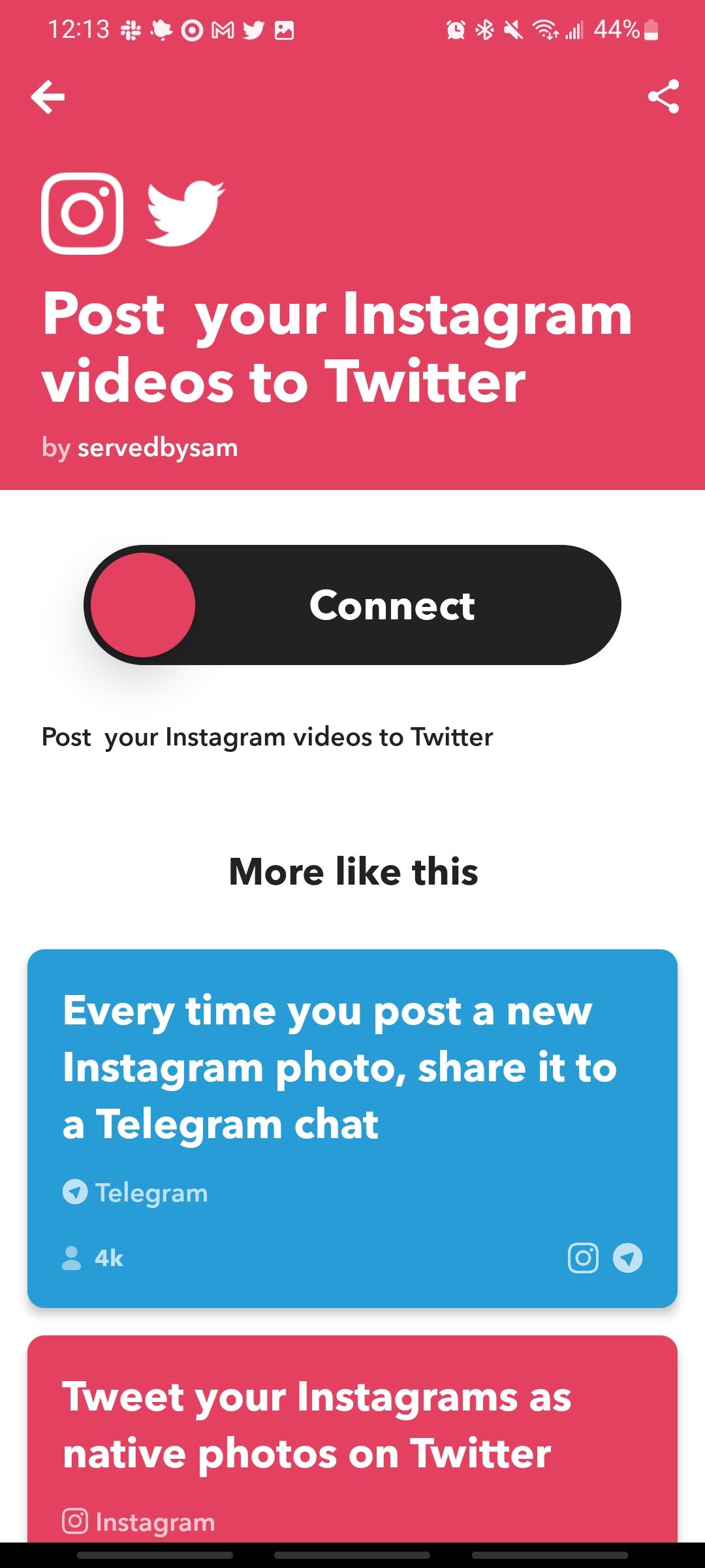 ifttt applet for posting instagram videos to twitter