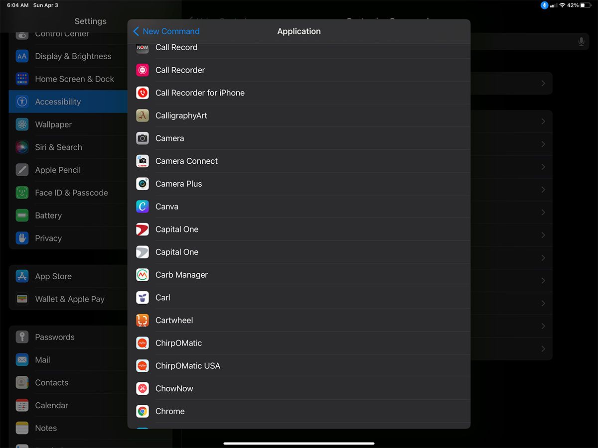 برنامه ژست سفارشی کنترل صوتی iPad