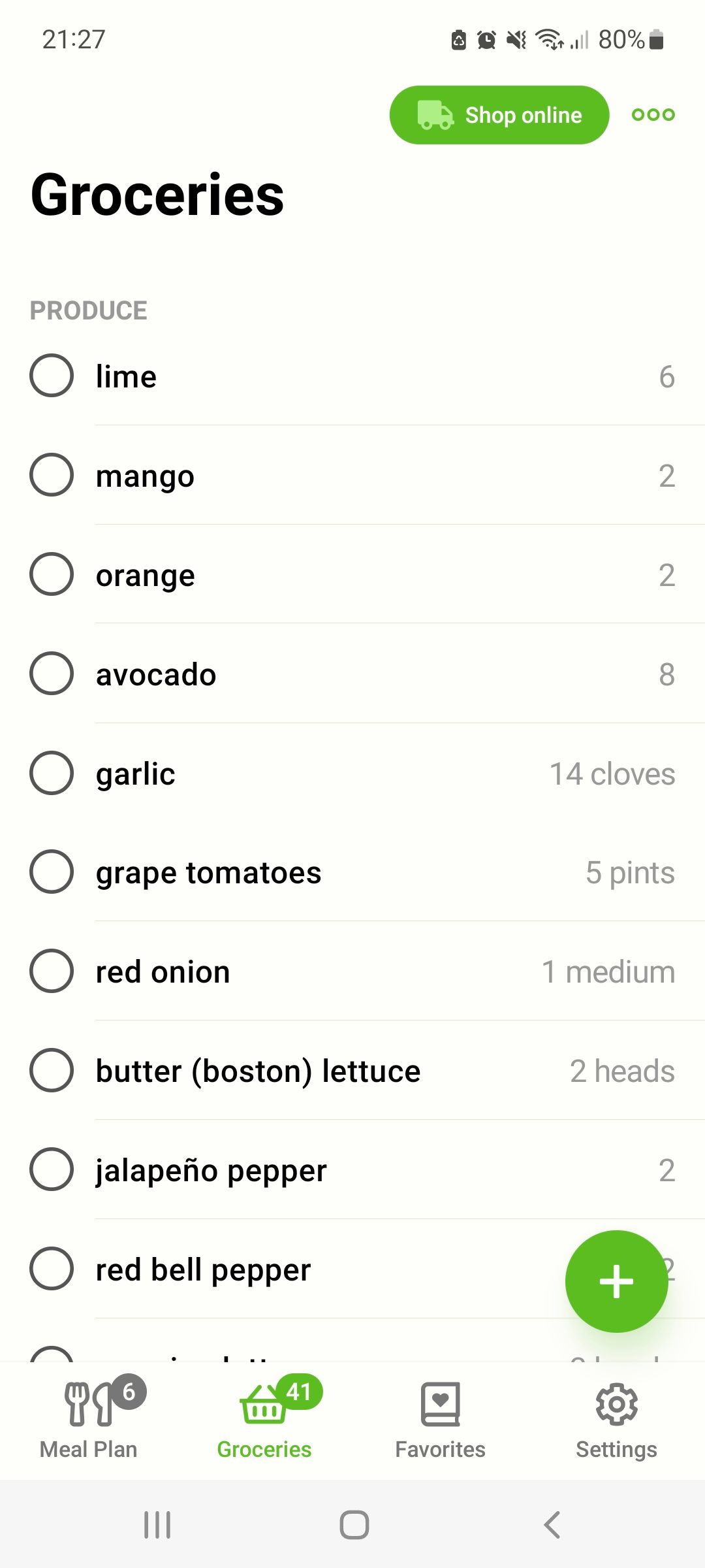 mealime app salad groceries