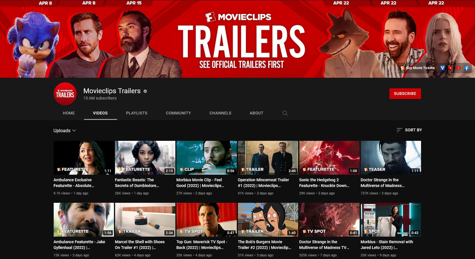 movieclips trailers youtube channel