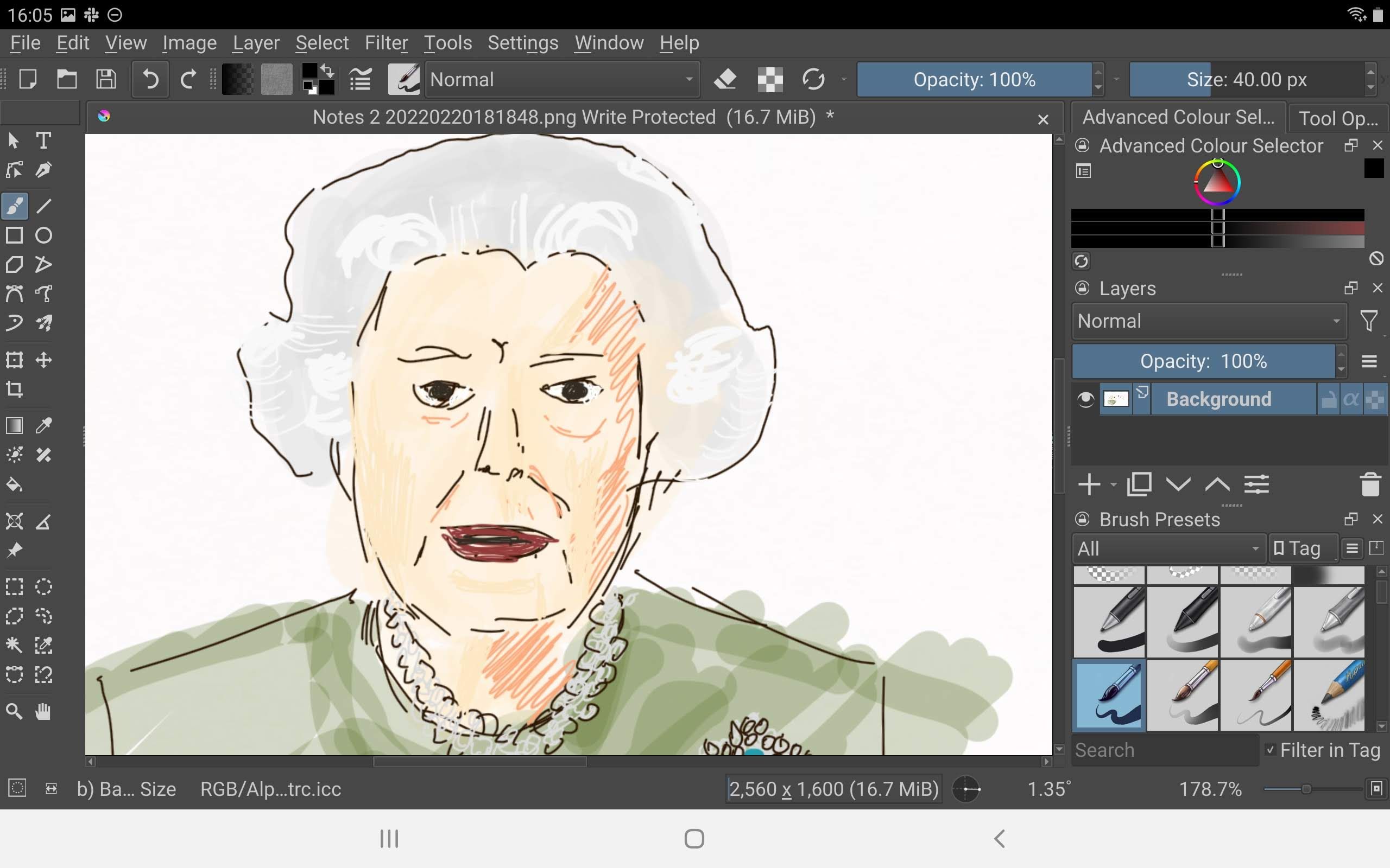 Queen Elizabeth II, in Krita