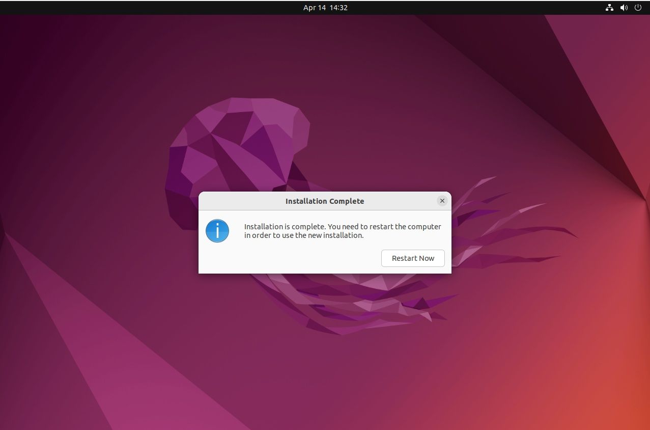 Restart Ubuntu after installation