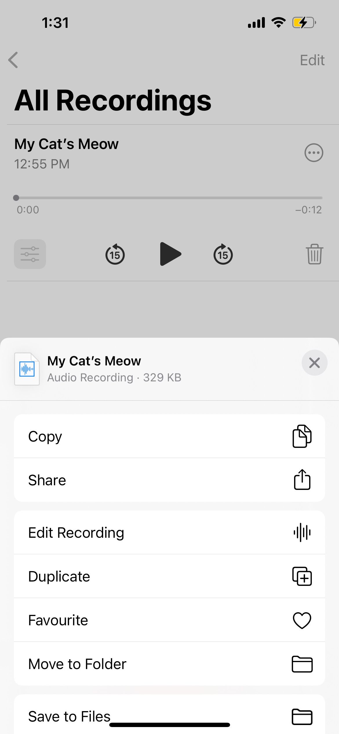iphone voice memo more options