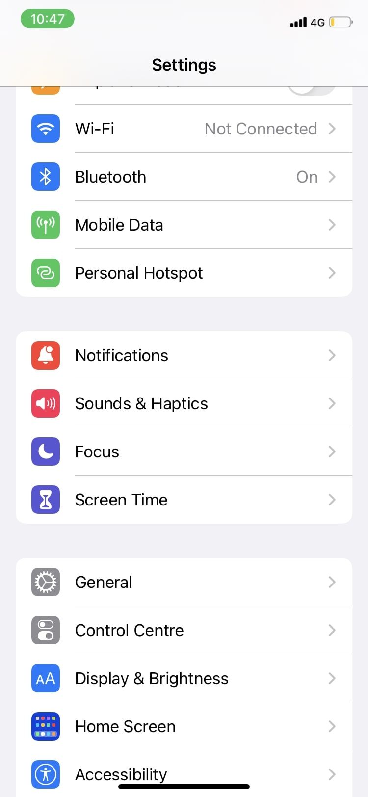 notifications in settings