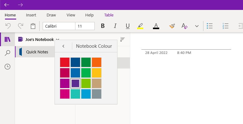 رنگ نوت بوک onenote