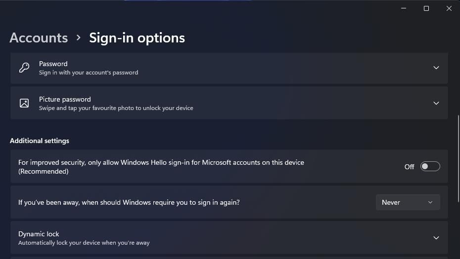 The only allow Windows Hello sign-in option 