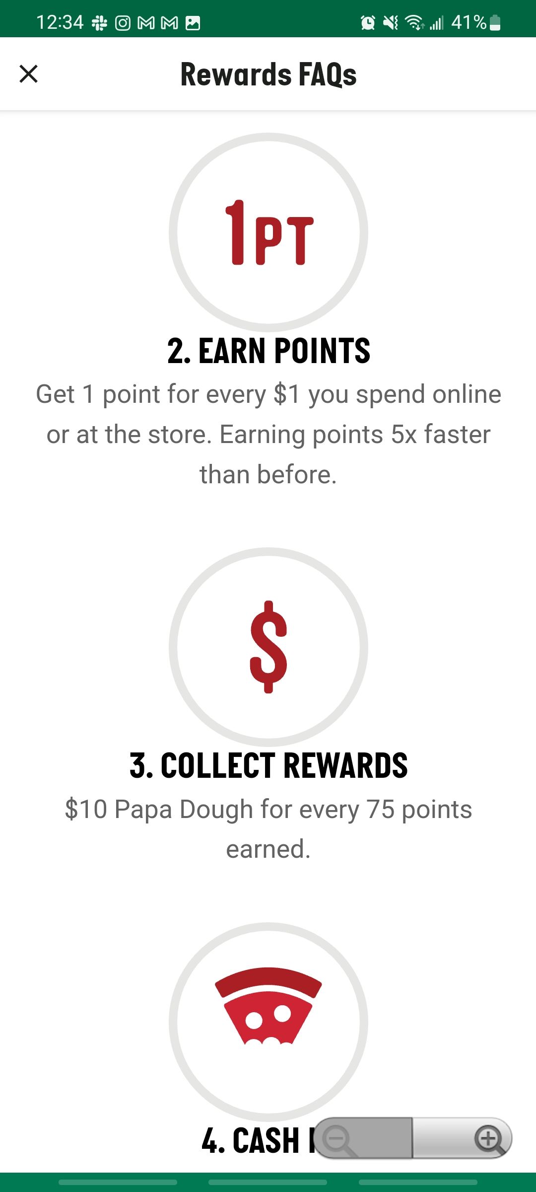 papa johns app explanation of rewards program