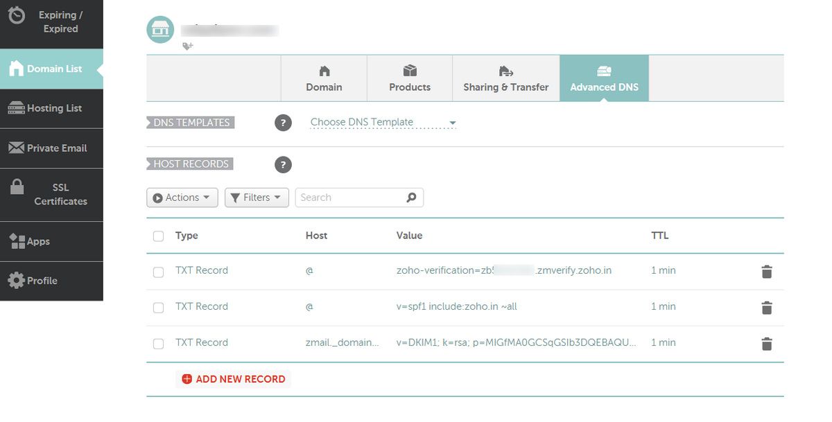 کلید dkim را در namecheap قرار دهید